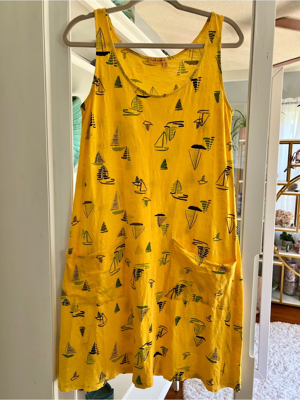 fresh produce Yellow Sailboat Print Tank Top